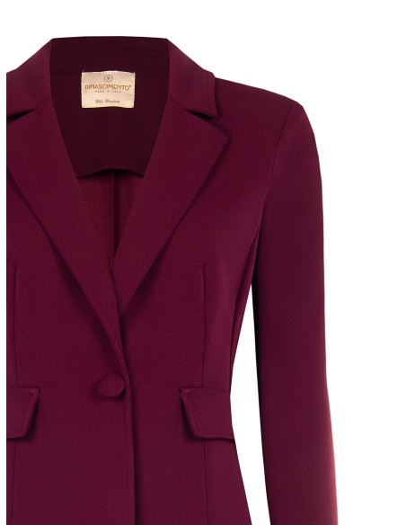 Blazer acinturado em scuba crepe com botão coordenado Rinascimento