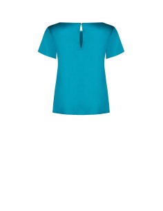 Blusa fluida em cetim com mangas curtas e decote redondo Rinascimento 2