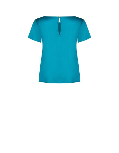 Blusa Fluida em Cetim com Mangas Curtas e Decote Redondo Rinascimento