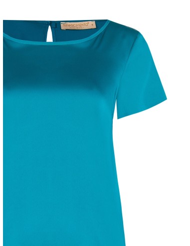 Blusa fluida em cetim com mangas curtas e decote redondo Rinascimento