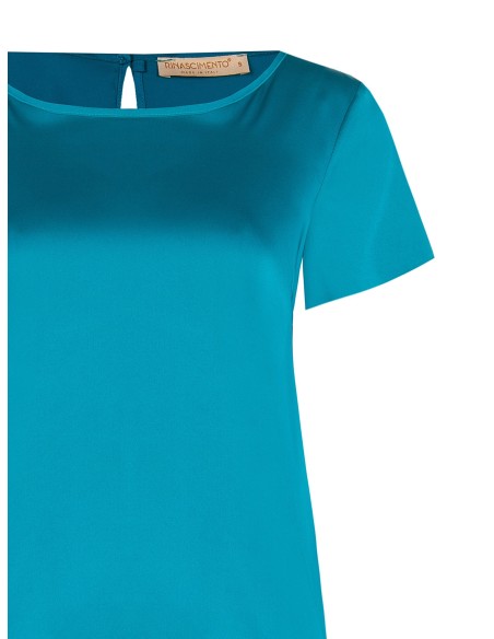 Blusa fluida em cetim com mangas curtas e decote redondo Rinascimento