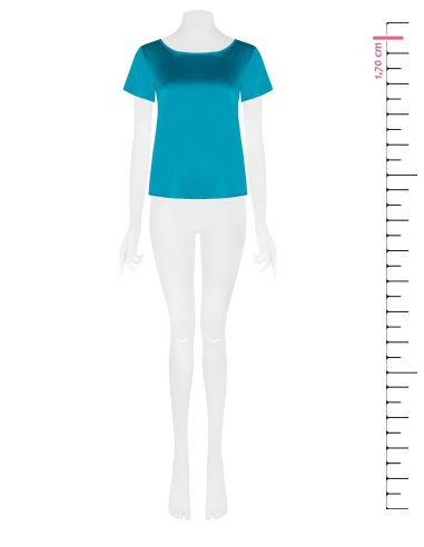 Blusa Fluida em Cetim com Mangas Curtas e Decote Redondo Rinascimento