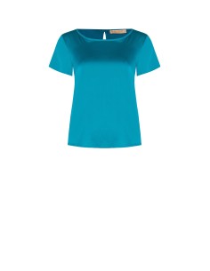 Blusa fluida em cetim com mangas curtas e decote redondo Rinascimento