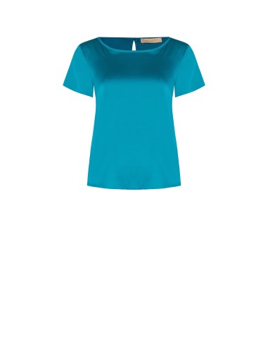 Blusa fluida em cetim com mangas curtas e decote redondo Rinascimento