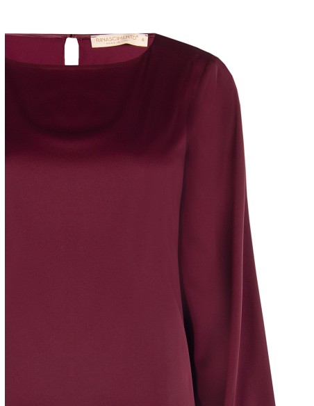 Blusa Fluida de Mangas Compridas em Cetim Rinascimento