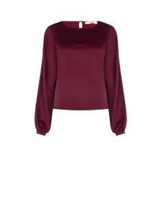 Blusa Fluida de Mangas Compridas em Cetim Rinascimento