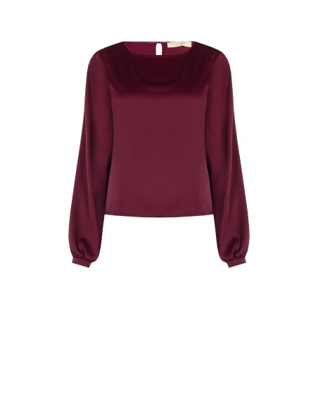 Blusa Fluida de Mangas Compridas em Cetim Rinascimento