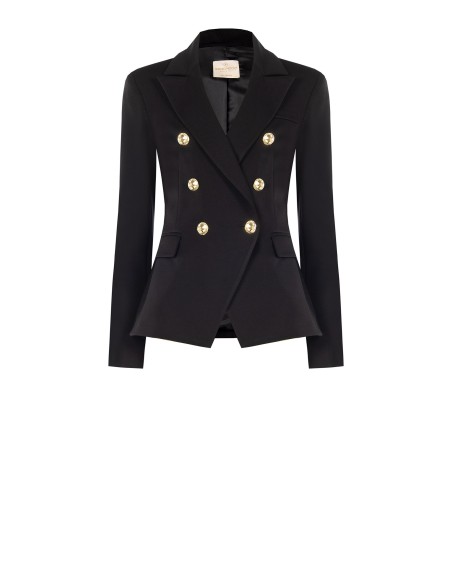 Blazer Curto Cintado em Ponto Milano Rinascimento