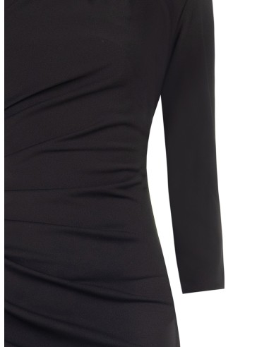 Vestido tubinho em malha Milano, franzido no lado, com mangas 3/4 Rinascimento