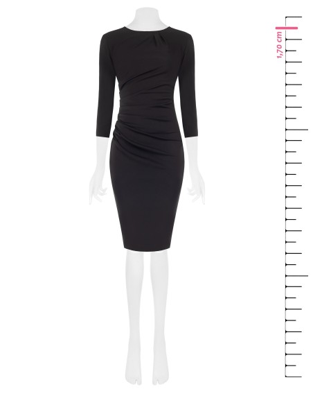 Vestido tubinho em ponto Milano franzido no lado com mangas 3/4 Rinascimento