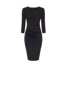 Vestido Tubinho em Punto Milano com Franzido Lateral e Mangas 3/4 Rinascimento