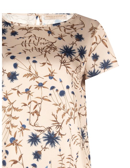 Blusa Ampla E Fluida Em Cetim Floral Rinascimento