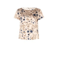 Blusa ampla e fluida em cetim floral Rinascimento