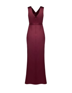 Vestido Longo Em Raso Estruturado Cruzado Com Duplo Decote Em V Rinascimento 2