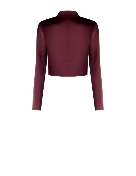 Blazer Spencer Curto Aberto em Cetim Sem Lapela Rinascimento