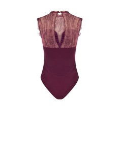 Body justo em malha elástica com inserto em renda Chantilly Rinascimento 2