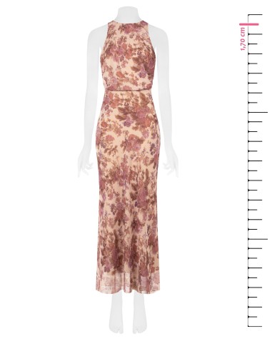 Vestido longo em georgette floral com gotas de lurex Rinascimento