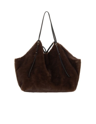Maxi bolsa shopper em pelo sintético maculado com pochete interior Rinascimento