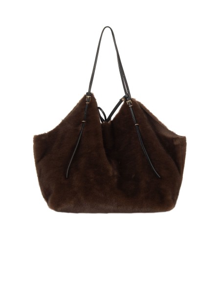Maxi bolsa shopper em pelo sintético maculado com pochete interior Rinascimento