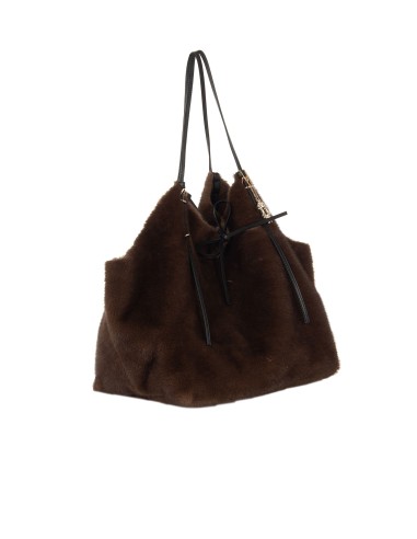 Maxi bolsa shopper em pêlo sintético malhado com pochette interior Rinascimento