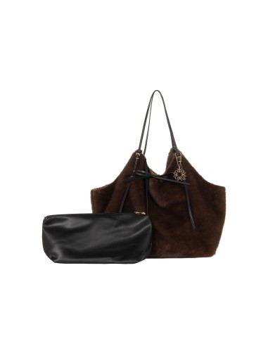 Maxi Bolsa Shopper Em Pelo Sintético Malhado Com Necessaire Interior Rinascimento
