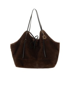Maxi bolsa shopper em pelo sintético maculado com pochette interna Rinascimento