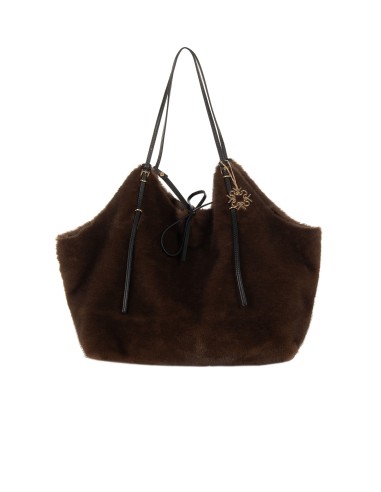 Maxi bolsa shopper em pelo sintético maculado com pochette interna Rinascimento