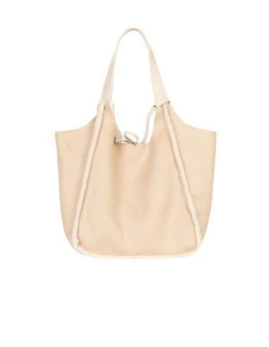 Maxi mala shopper em pele sintética tipo montone com pochette interior Rinascimento