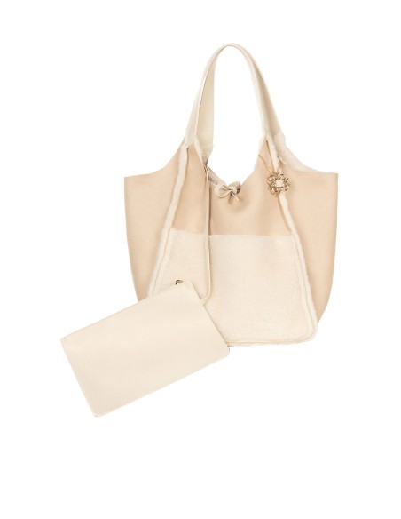 Maxi Bolsa Shopper em Simil-Montone com Necessaire Interior Rinascimento