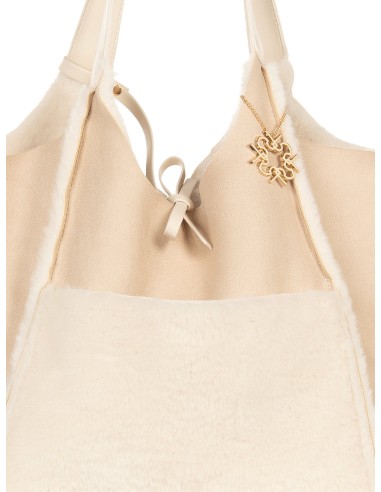 Maxi Mala Shopper em Falso Montone com Pochette Interior Rinascimento
