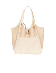 Maxi mala shopper em pele sintética tipo montone com necessaire interna Rinascimento