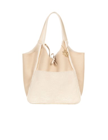 Maxi mala shopper em pele sintética tipo montone com necessaire interna Rinascimento