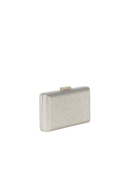 Clutch rígida com fecho em glitter e alça de corrente Rinascimento