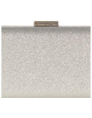 Clutch rígida com glitter, fecho em glitter e alça de corrente Rinascimento