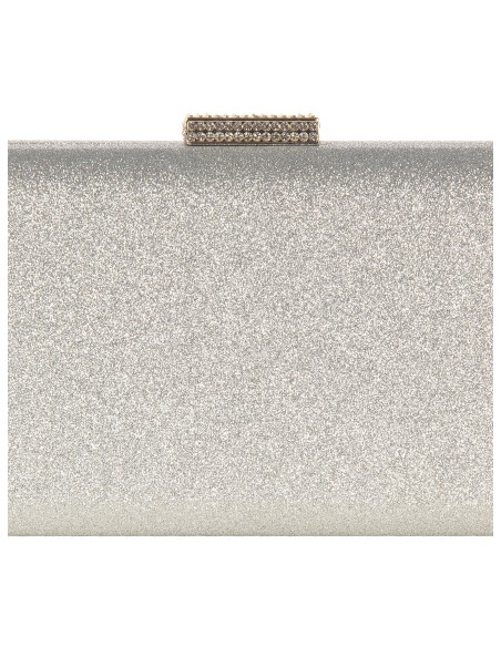 Clutch rígida com glitter, fecho em glitter e alça de corrente Rinascimento