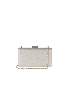 Clutch rígida com fecho em glitter e alça de corrente Rinascimento