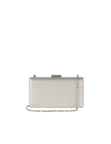 Clutch rígida com fecho em glitter e alça de corrente Rinascimento