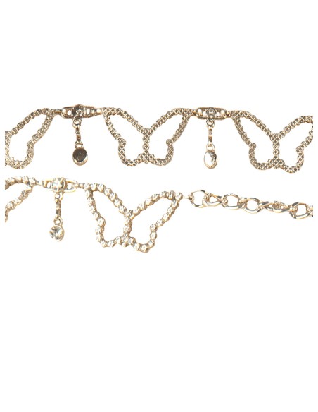 Cinto-corrente joia em forma de borboletas com strass Rinascimento