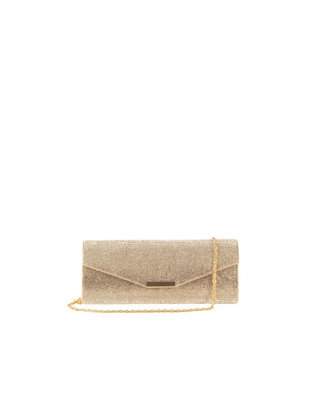 Clutch coberta de strass com alça de corrente Rinascimento