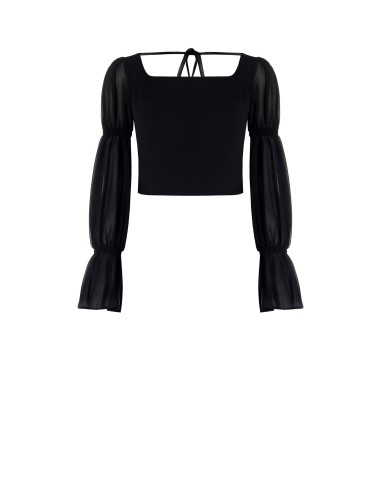Top em scuba crepe com mangas em georgette Rinascimento