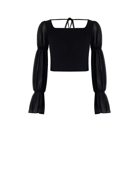 Top em scuba crepe com mangas em georgette Rinascimento