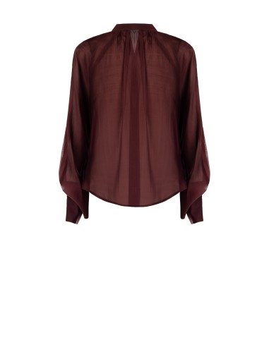 Camisa Fluida Em Tecido Leve Semi-Transparente Com Maxi Mangas Rinascimento