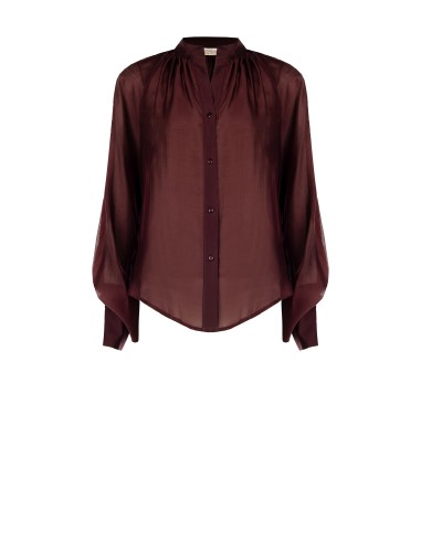 Camisa fluida em tecido leve semitransparente com maxi mangas Rinascimento