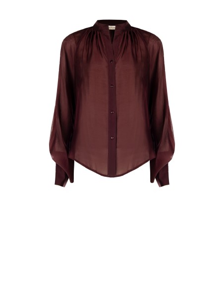 Camisa fluida em tecido leve semitransparente com maxi mangas Rinascimento