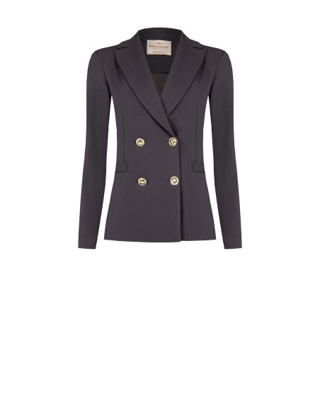 Blazer de abotoamento duplo em scuba crepe Rinascimento