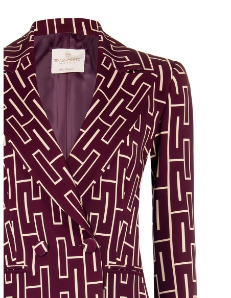 Blazer oversize entalhado com abotoamento duplo em tecido técnico estampado Rinascimento