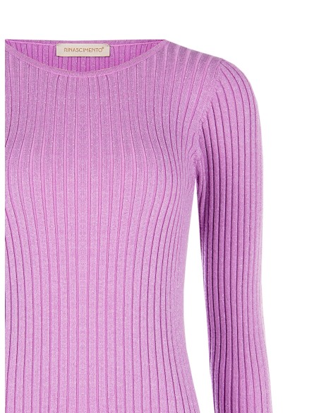 Camisola Justa Canelada Com Lurex E Plaqueta Com Logótipo RR Rinascimento
