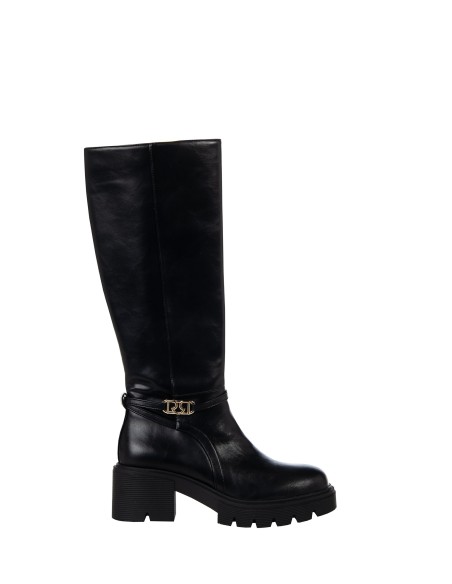 Botas Chunky com tira cruzada e placa com logo Rr Rinascimento
