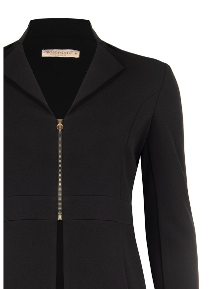 Blazer Curvy Entalhado em Scuba Crepe com Fecho de Correr Logo Rr Rinascimento Curvy