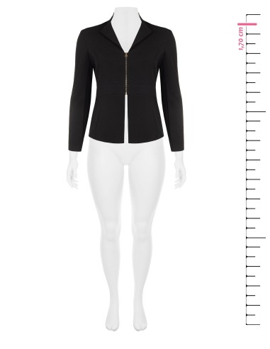 Blazer Curvy Cintado em Scuba Crepe com fecho de correr e logo Rr Rinascimento Curvy